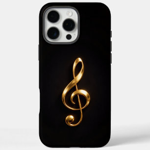 Coques iPhone 16 Pro Max Noir 4 Luxe iPhone 16 Pro Max, Clé de Sol Dorée