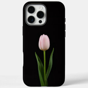 Coques iPhone 16 Pro Max Noir 4 Luxe iPhone 16 Pro Max, Tulipe Rose Tendre
