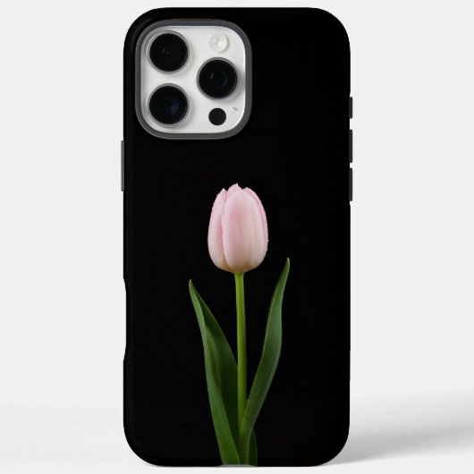Coques Case-Mate iPhone Noir 4 Luxe iPhone 16 Pro Max, Tulipe Rose Tendre (Verso)