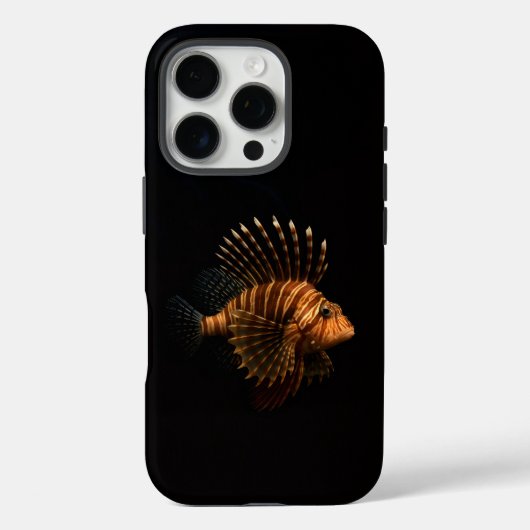Coques Case-Mate iPhone Noir 4 Luxe iPhone 16 Pro, Poisson-lion rouge (Verso)