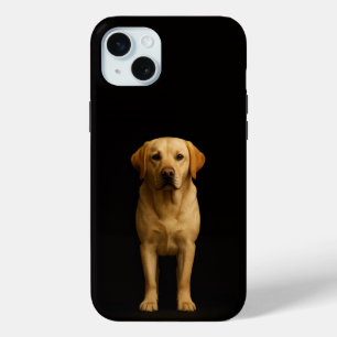 Coque iPhone 15 Mini Noir 4 Luxe, Labrador Minimaliste iPhone 15 Plus