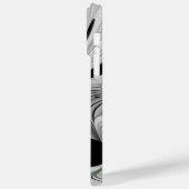 Coques Case-Mate iPhone Noir Abstrait et blanc avec art fractal vert (Verso / Gauche)