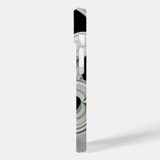 Coques Case-Mate iPhone Noir Abstrait et blanc avec art fractal vert (Verso / Gauche)