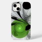 Coques Case-Mate iPhone Noir Abstrait et blanc avec art fractal vert (Verso)