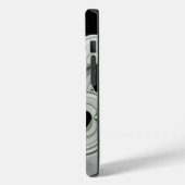 Coques Case-Mate iPhone Noir Abstrait et blanc avec art fractal vert (Verso / Gauche)