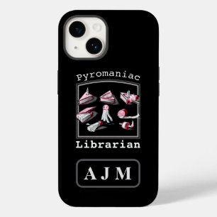 Coque Pour iPhone 14 Noir Ajouter Initiales Pyromaniaque Bibliothécaire