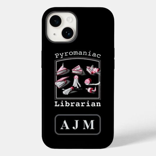 Coques Case-Mate iPhone Noir Ajouter Initiales Pyromaniaque Bibliothécaire (Verso)