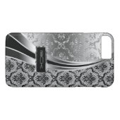 Coques Case-Mate iPhone Noir & Argent Métallo, Diamants Parties scintillan (Dos (Horizontal))
