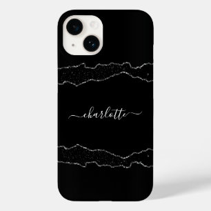 Coque Pour iPhone 14 Noir argenté en marbre