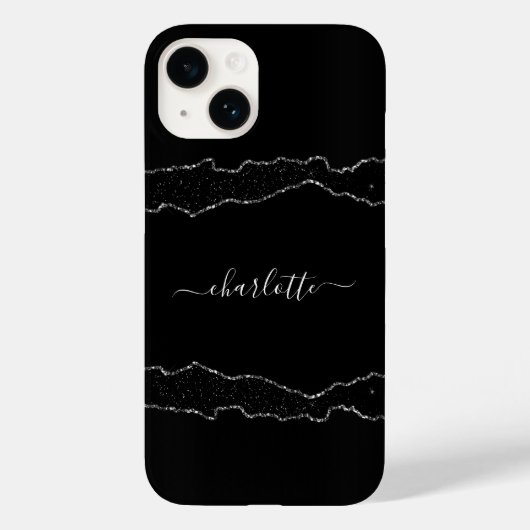 Coques Case-Mate iPhone Noir argenté en marbre (Verso)