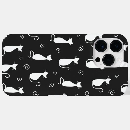 COQUES Case-Mate iPhone NOIR AVEC MOTIF CHAT SITTING BLANC (Verso (horizontal))