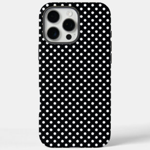 Coques iPhone 16 Pro Max Noir avec pois blancs