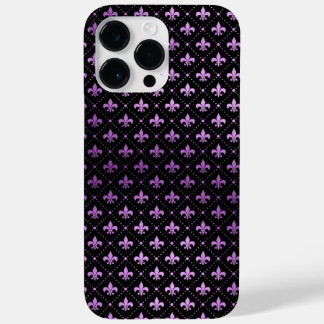 COQUE POUR POUR iPhone 14 PRO MAX NOIR AVEC PURPLE FLEUR DI LIS MOTIF