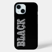 Coques Case-Mate iPhone Noir Avec Texte Gris Sur Couleur Solide Noir (Verso)