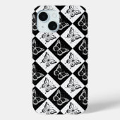Coques Case-Mate iPhone Noir blanc À damiers conception papillon (Verso)