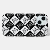 Coques Case-Mate iPhone Noir blanc À damiers conception papillon (Verso (horizontal))