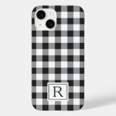 Coques Case-Mate iPhone Noir Blanc Buffle Vérifier Monogramme personnalisé (Verso)