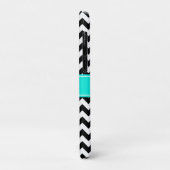 Coques Case-Mate iPhone Noir Blanc Chevron Zig Zag Brt Aqua Nom Monogramme (Dos/Gauche)