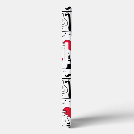 Coques Case-Mate iPhone Noir Blanc Cute Chat Coeur Rouge (Verso / Droite)