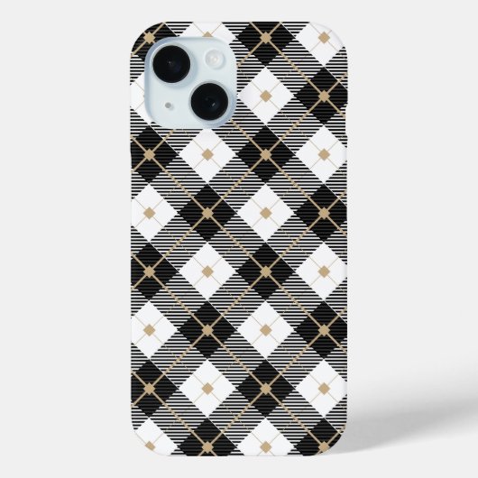 Coques Case-Mate iPhone Noir blanc et doré (Verso)