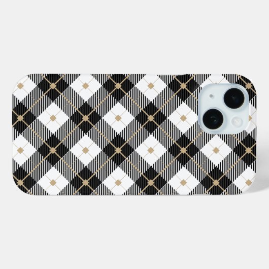 Coques Case-Mate iPhone Noir blanc et doré (Verso (horizontal))