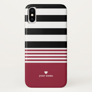 Case-Mate iPhone Case Noir, blanc et rayé rouge de farceur personnalis