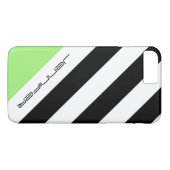 Coques Case-Mate iPhone Noir, blanc et rayure verte au néon avec le nom (Dos (Horizontal))