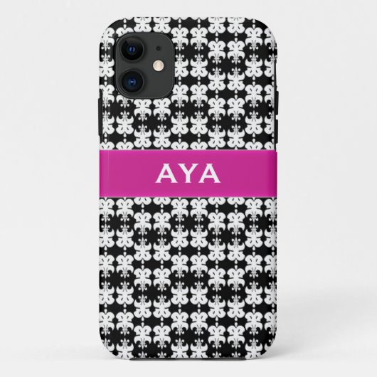 Coques Case-Mate iPhone Noir blanc et rose (Dos)