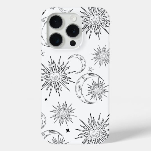 Coques Case-Mate iPhone Noir & Blanc Fantaisiste Soleil Lune & Étoiles (Verso)
