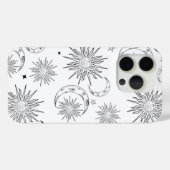 Coques Case-Mate iPhone Noir & Blanc Fantaisiste Soleil Lune & Étoiles (Verso (horizontal))