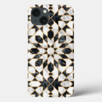 Noir & Blanc Faux Gold Marbre Marbre Marocain Mosa