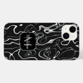 Coques Case-Mate iPhone Noir blanc gris damas tourbillons abstraits Monogr (Verso (horizontal))