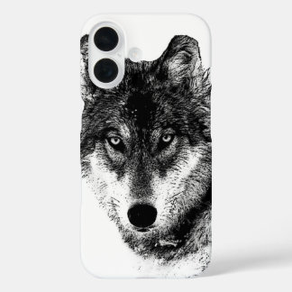 Coques iPhone 16 Noir Blanc Inspiration Wolf Eyes
