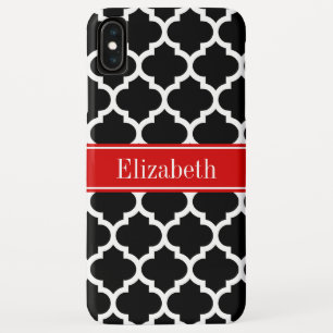 Coques Pour iPhone Noir Blanc Marocain #5 Nom Monogramme Rouge