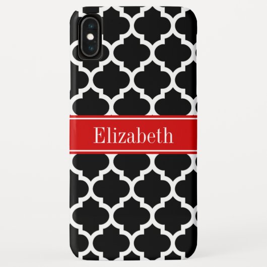 Coques Case-Mate iPhone Noir Blanc Marocain #5 Nom Monogramme Rouge (Dos)