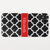 Coques Case-Mate iPhone Noir Blanc Marocain #5 Nom Monogramme Rouge (Dos (Horizontal))