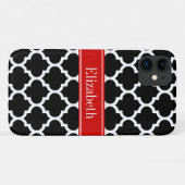 Coques Case-Mate iPhone Noir Blanc Marocain #5 Nom Rouge Monogramme (Dos (Horizontal))