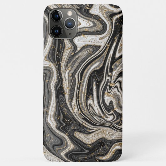 Coques Case-Mate iPhone Noir Blanc & Or Chic Tourbillon Moderne Abstrait (Dos)