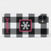 Coques Case-Mate iPhone Noir, Blanc, Plaid De Buffle Rose, Flèche De Neige (Dos (Horizontal))