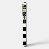 Coques Case-Mate iPhone Noir Blanc rayé Floral Or | élégant (Verso / Gauche)