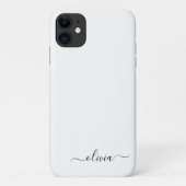 Coques Case-Mate iPhone Noir Blanc Script Monogramme Nom Moderne (Dos)