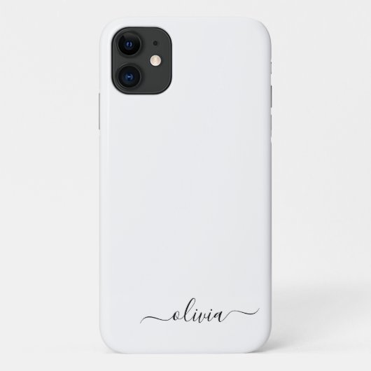 Coques Case-Mate iPhone Noir Blanc Script Monogramme Nom Moderne (Dos)