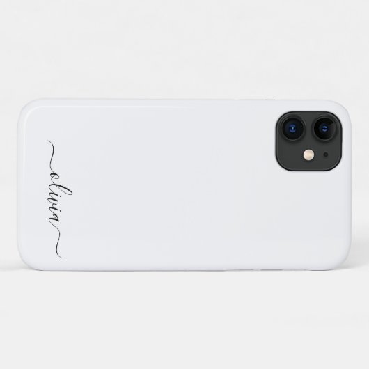 Coques Case-Mate iPhone Noir Blanc Script Monogramme Nom Moderne (Dos (Horizontal))