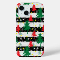 Noir Blanc Stripes Neiges Rouge Vert Arbres
