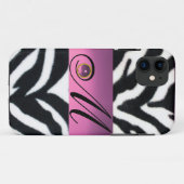 COQUES Case-Mate iPhone NOIR BLANC ZEBRA FUR ROSE LILAC GEM MONOGRAM, (Dos (Horizontal))