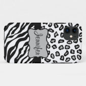 Coques Case-Mate iPhone Noir Blanc Zèbre Leopard Nom de la peau Personnali (Dos (Horizontal))