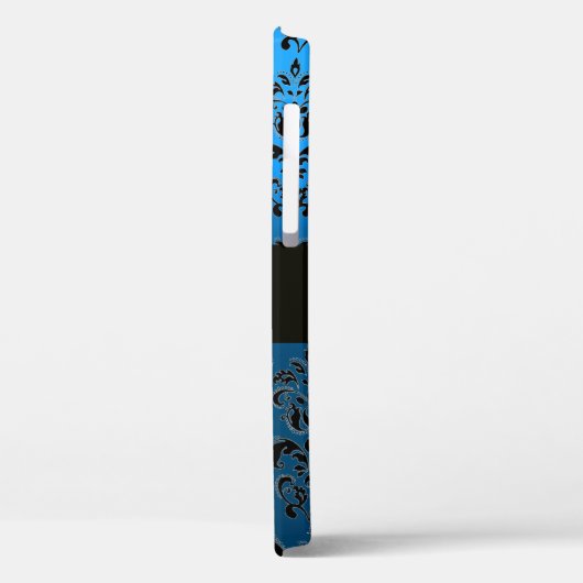 COQUES Case-Mate iPhone NOIR BLEU DAMASK GEM STONE MONOGRAM (Verso / Gauche)