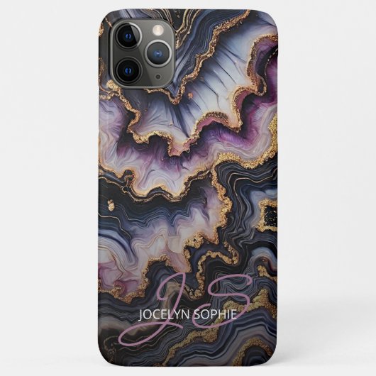 Coques Case-Mate iPhone Noir Bleu violet violet or Marbre Motif d'art (Dos)
