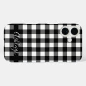 Coques Case-Mate iPhone Noir Buffalo Check Plaid Nom personnalisé (Verso (horizontal))