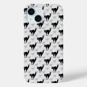 Coque Pour iPhone 15 Noir Chat Shadow Silhouette Motif Design